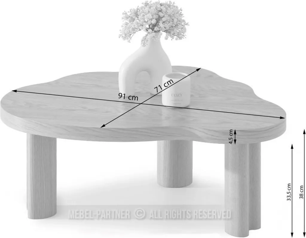 Table basse noire mate ZEVO avec plateau résistant et pieds robustes