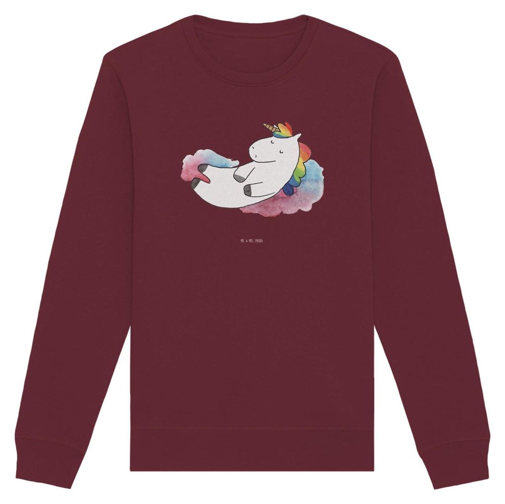 Mr. & Mrs. Panda Baumwoll Pullover Einhorn Wolke 7 Größe L - Burgundy - Geschenk, Unicorn, Sweater, Organic Baumwolle, Menschen, Glaube, Pulli, E...