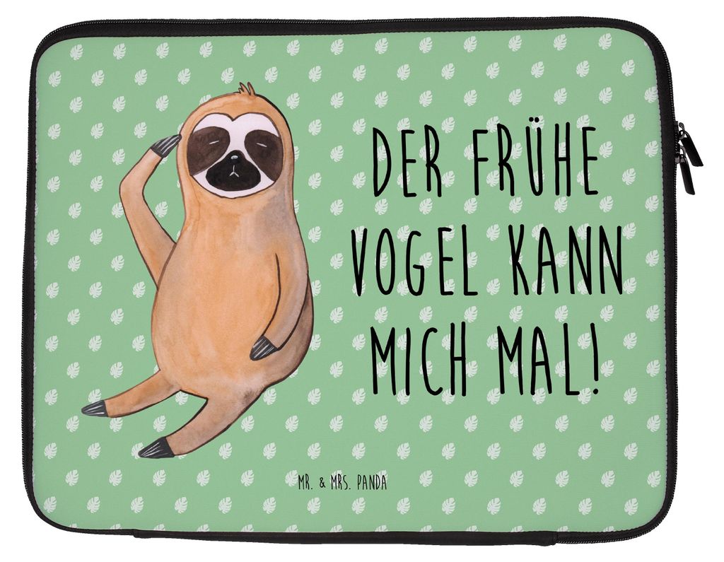 Mr. & Mrs. Panda Laptophülle Faultier Vogel 33 x 42 cm - Tropengrün - Geschenk, Morgenmuffel, Laptoptasche, Früher, Hülle Laptop, Tasche, Schut...