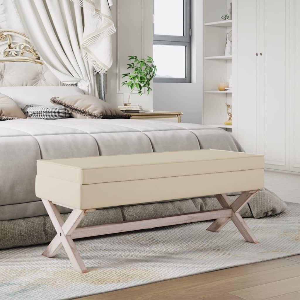 "im Angebot" Hocker mit Stauraum 110x45x49 cm Leinen - Sitzbänke CC15463