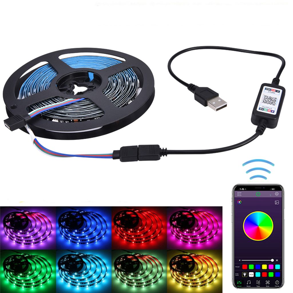Bluetooth RGB dimmbar Stripe LED TV Band USB Streifen Smart Home APP  Lichtleiste