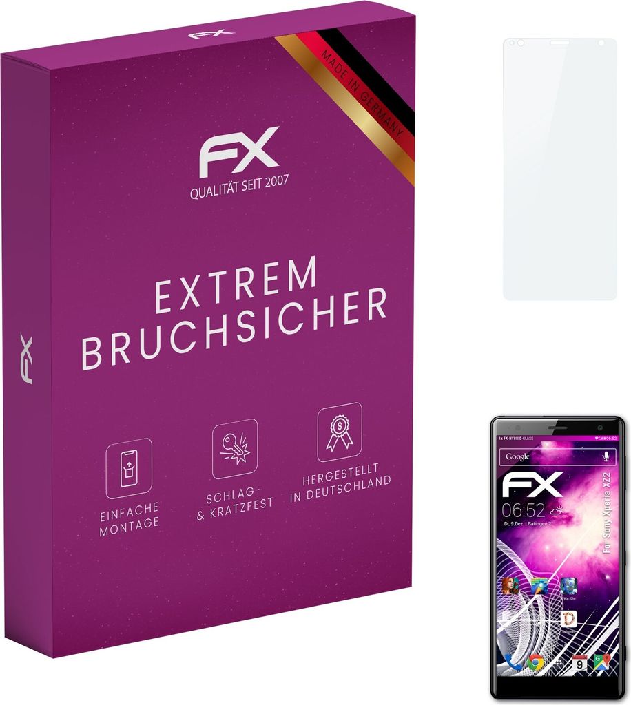 atFoliX FX-Hybrid-Glass Displayfolie kompatibel mit Sony Xperia XZ2 Glasfolie
