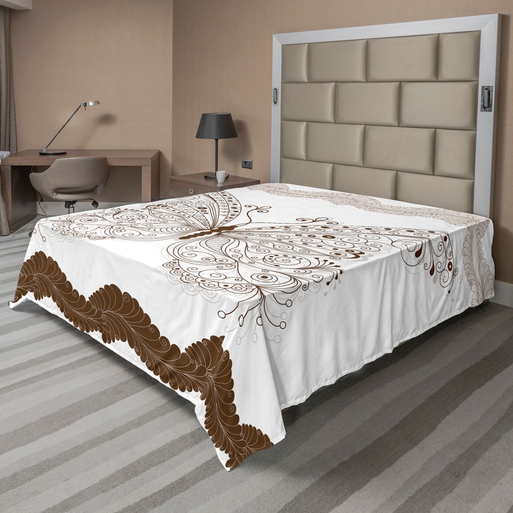 ABAKUHAUS Schmetterling Bettlaken, Schmetterlings Grafik mit Wirbelten Flügel Vintage Mode Kunst als Digital Druck, weiches bequemes oberes Bettla...