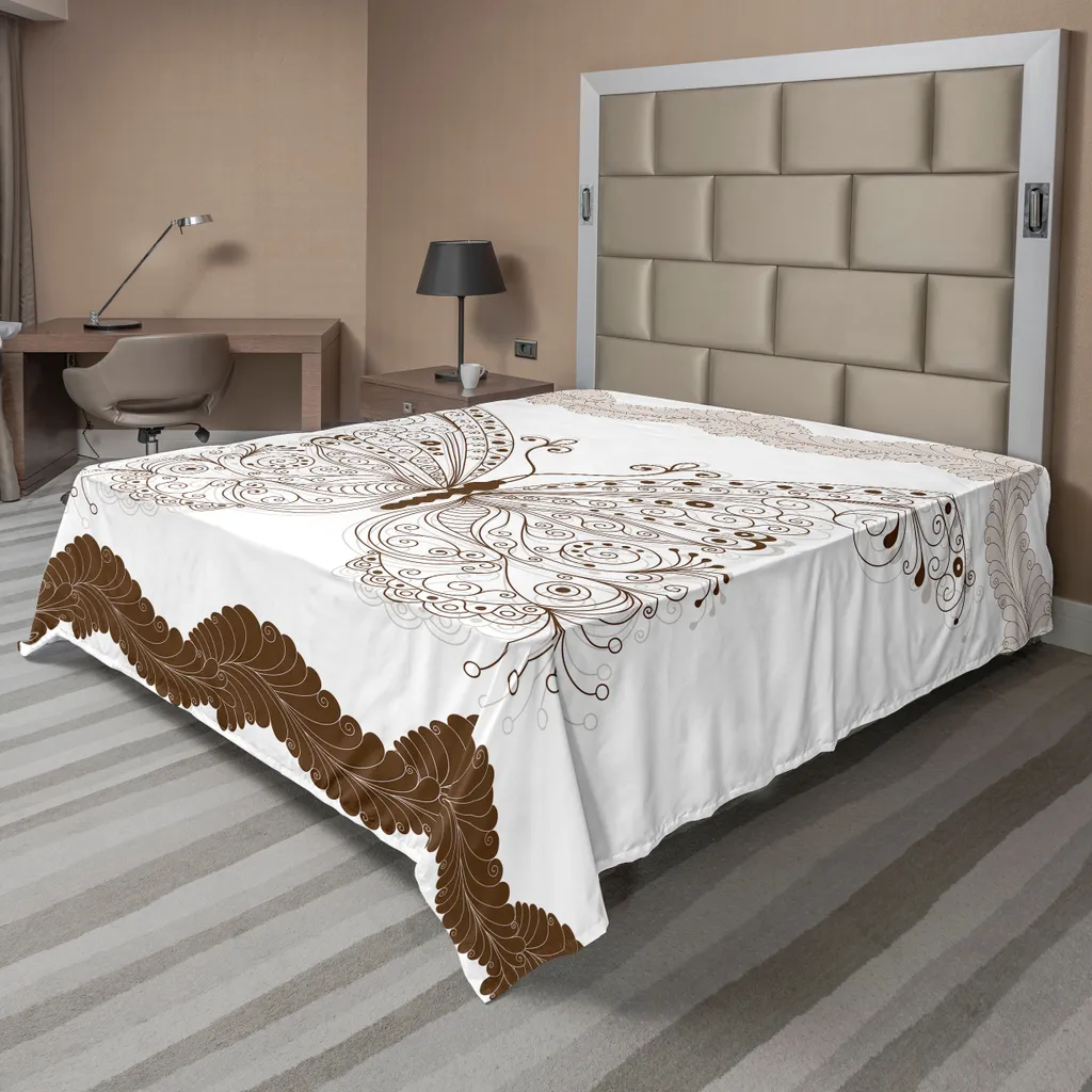Lenzuolo Decorativo Farfalle Vintage ABAKUHAUS 244x205 - Marrone Grigio