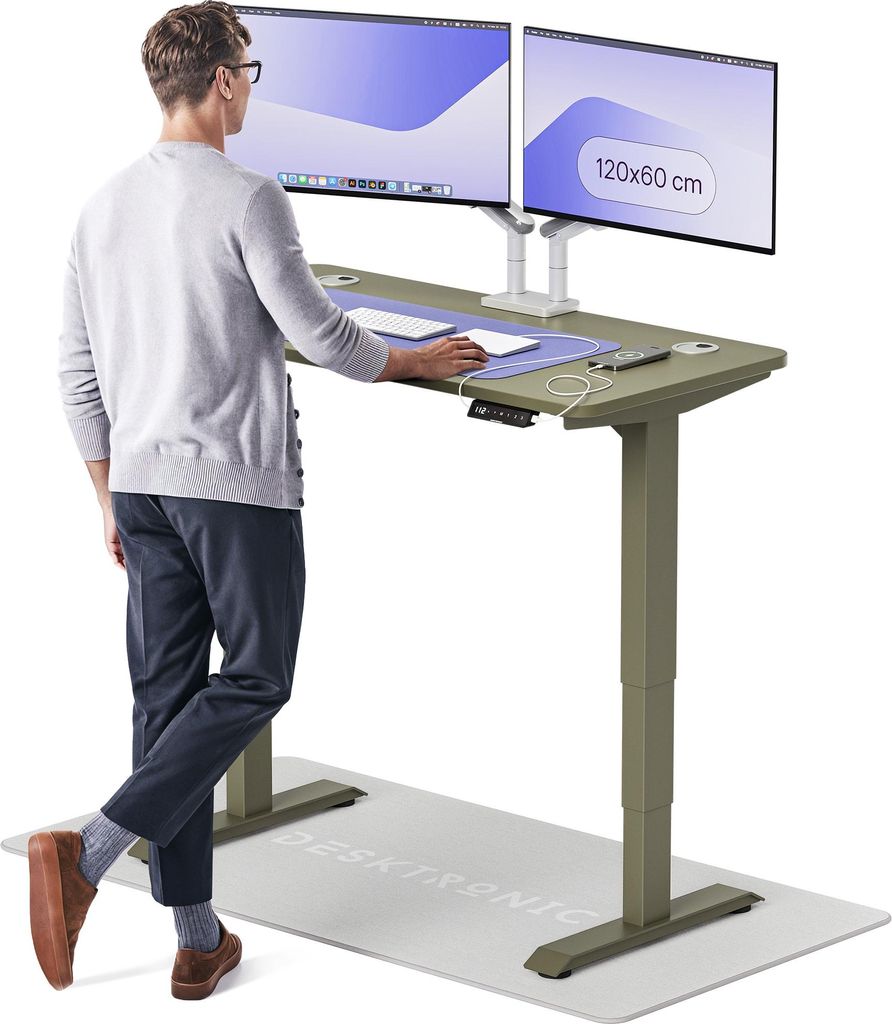 Desktronic HomePro Elektrisch höhenverstellbarer Schreibtisch 120x60cm Grün/Grün mit Memory-Funktion, Anti-Kollisions Technologie, USB-A und USB...