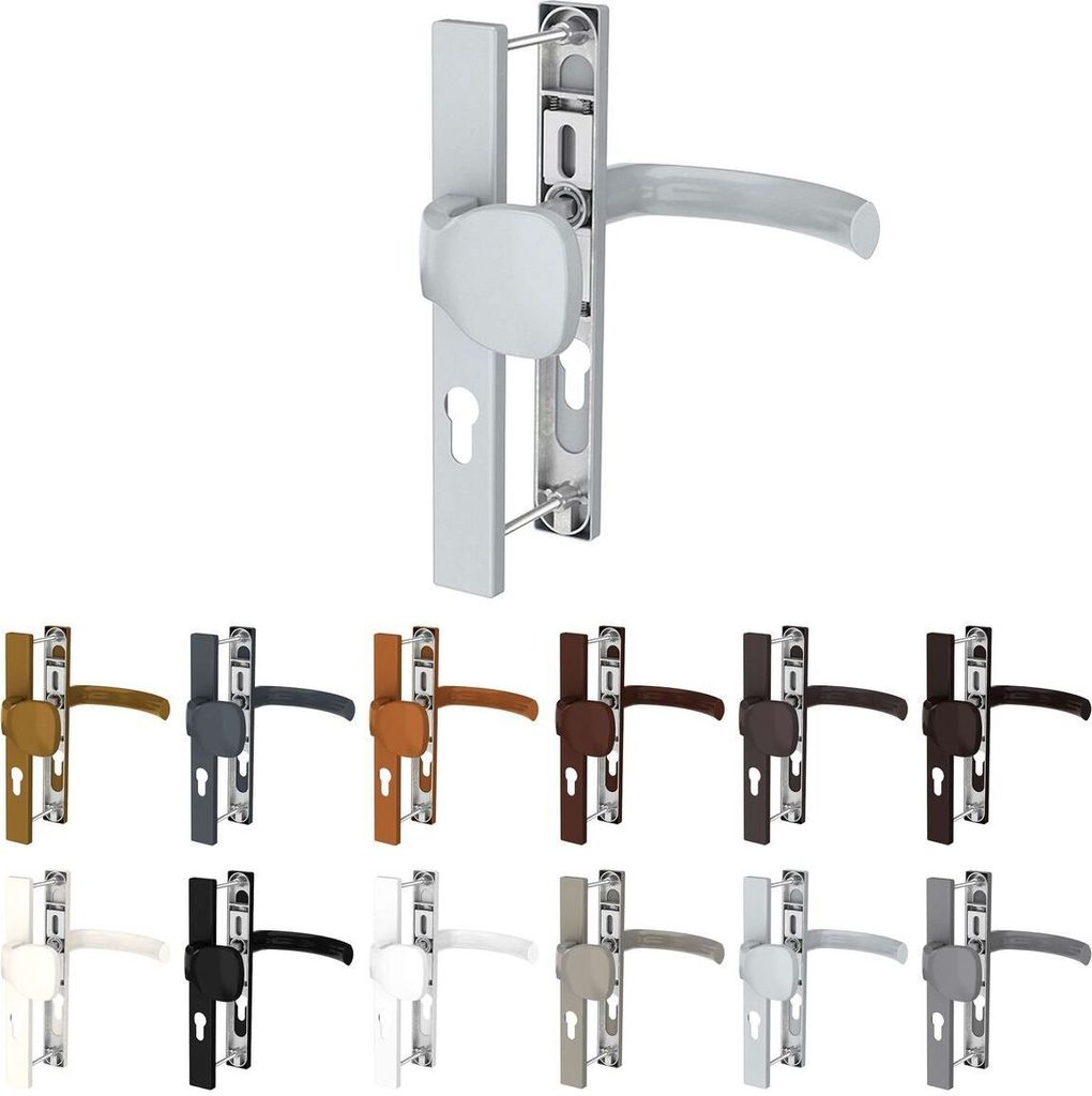 Premium Drückergarnitur Jupiter DHS 92mm - Rechteckig - Griff-Knauf, Farbe:Dunkelbraun RAL 8077, Schildbreite:32mm