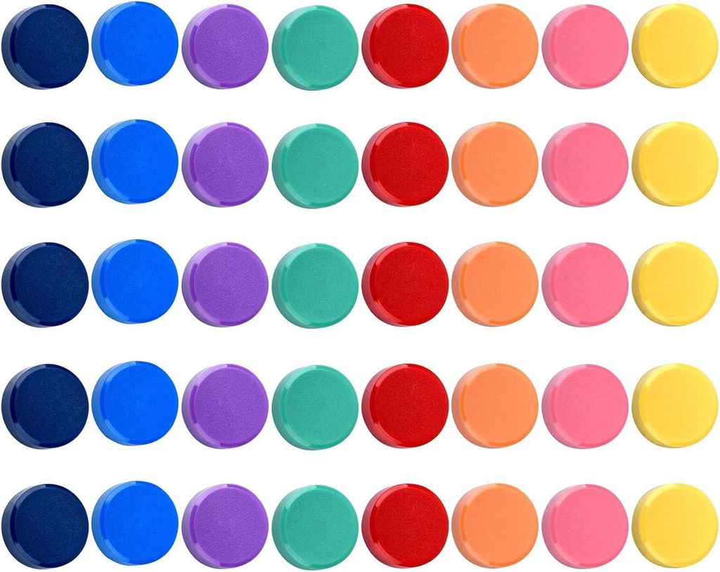 40 starke Magnete – 8 Farben, Whiteboard-Magnete für Tafel, Kühlschrank, Magnettafel, Pinnwand – kleine, farbenfrohe, runde Mini-Magnete mit ...