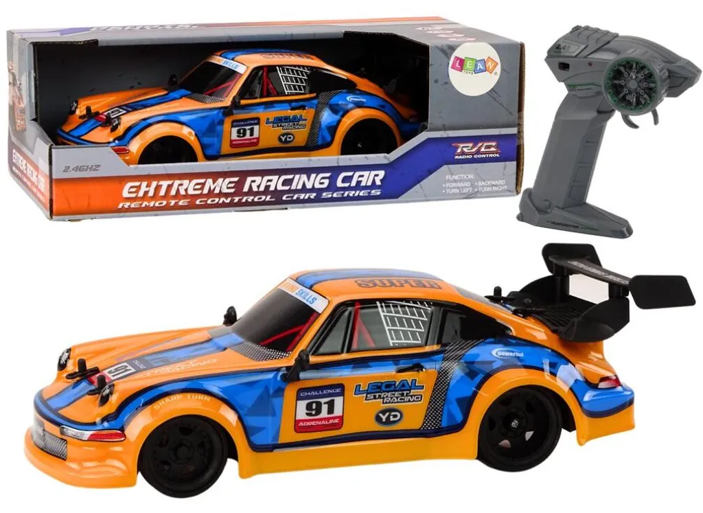 RC Voiture Télécommandée 1:16 Orange avec Roues en Caoutchouc Drift