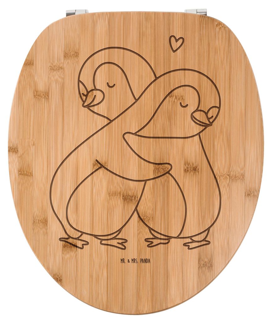 Mr. & Mrs. Panda WC Sitz Pinguine Kuscheln - Transparent - Geschenk, Freund, Hochzeitstag, für Partner, Freundin, Toilettendeckel, Klodeckel, Vale...