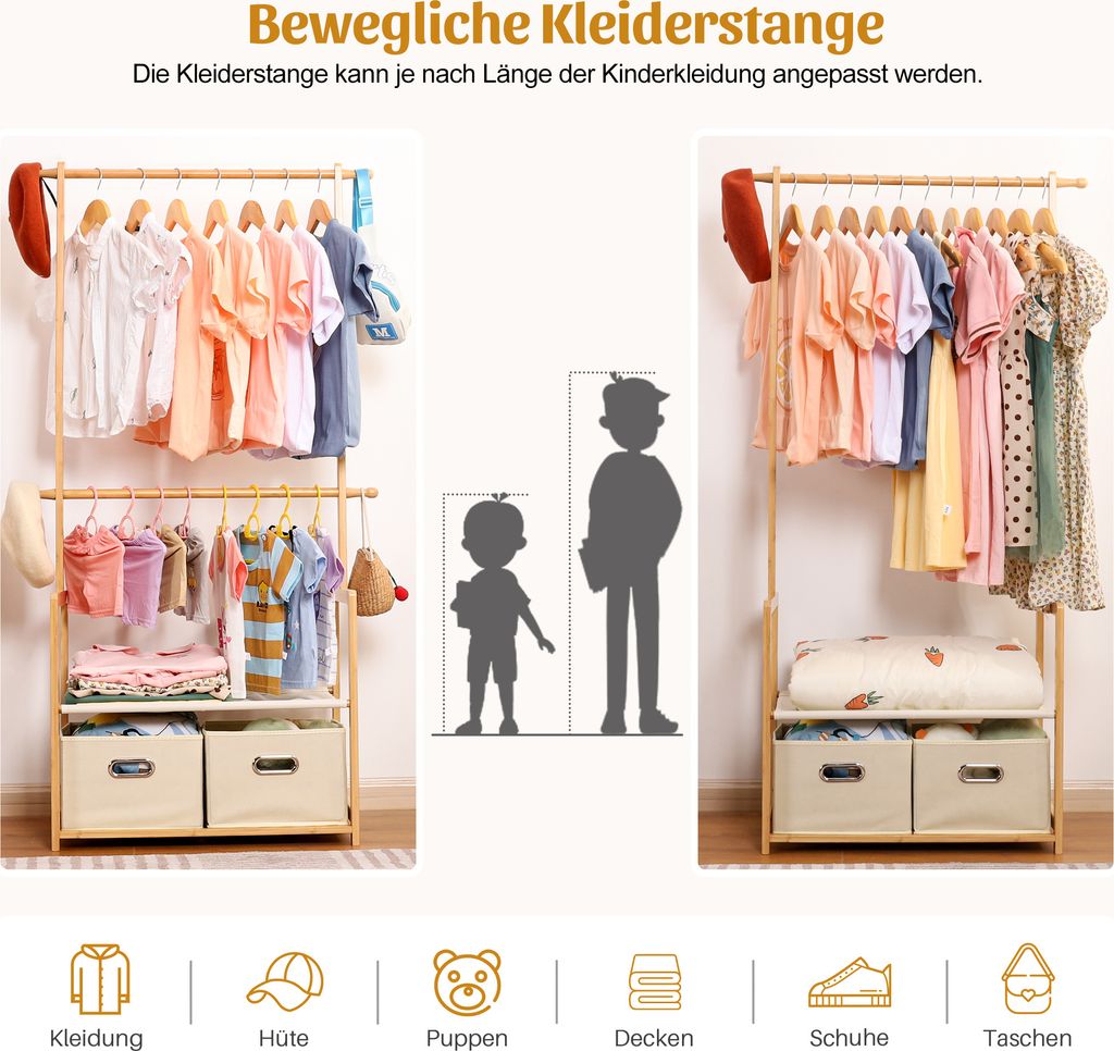 Yorbay Kleiderständer für Kinder aus Bambus für Produktbild 4
