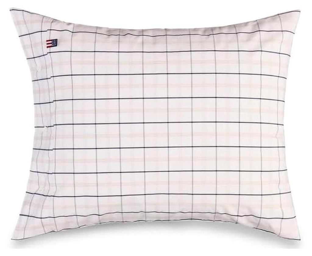 Kopfkissenbezug Baumwollpopeline Weiß/Beige/Marineblau, 80x80