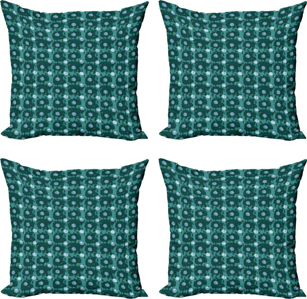 ABAKUHAUS Abstrakt Kissenbezug Set (4 Stück), Kreis Formen Farbe Smears, Moderner Doppelseitiger Digitaldruck, 45 cm x 45 cm, Mehrfarbig