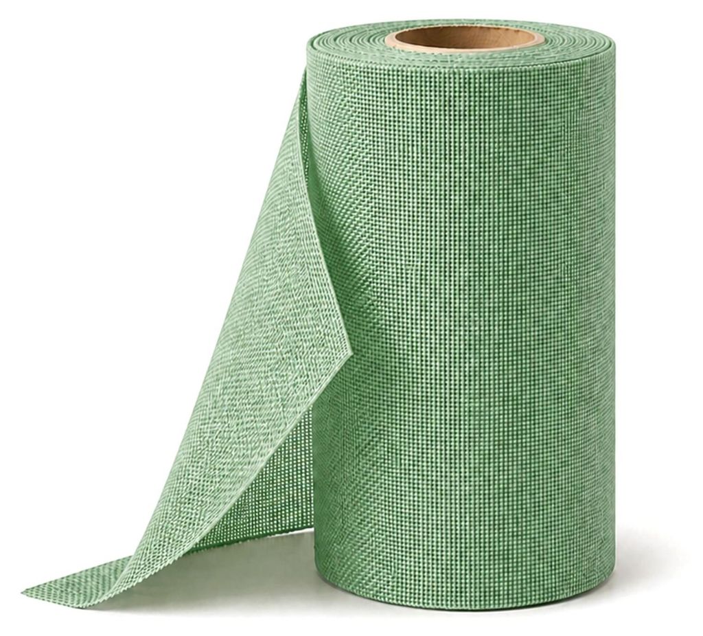 G.schmückt Tischband Jute-Leinen-Optik, Tischläufer auf Rolle zuschneidbar, schmale Tischdecke, Tischdeko Basis für Feste Grün 6m x 15cm