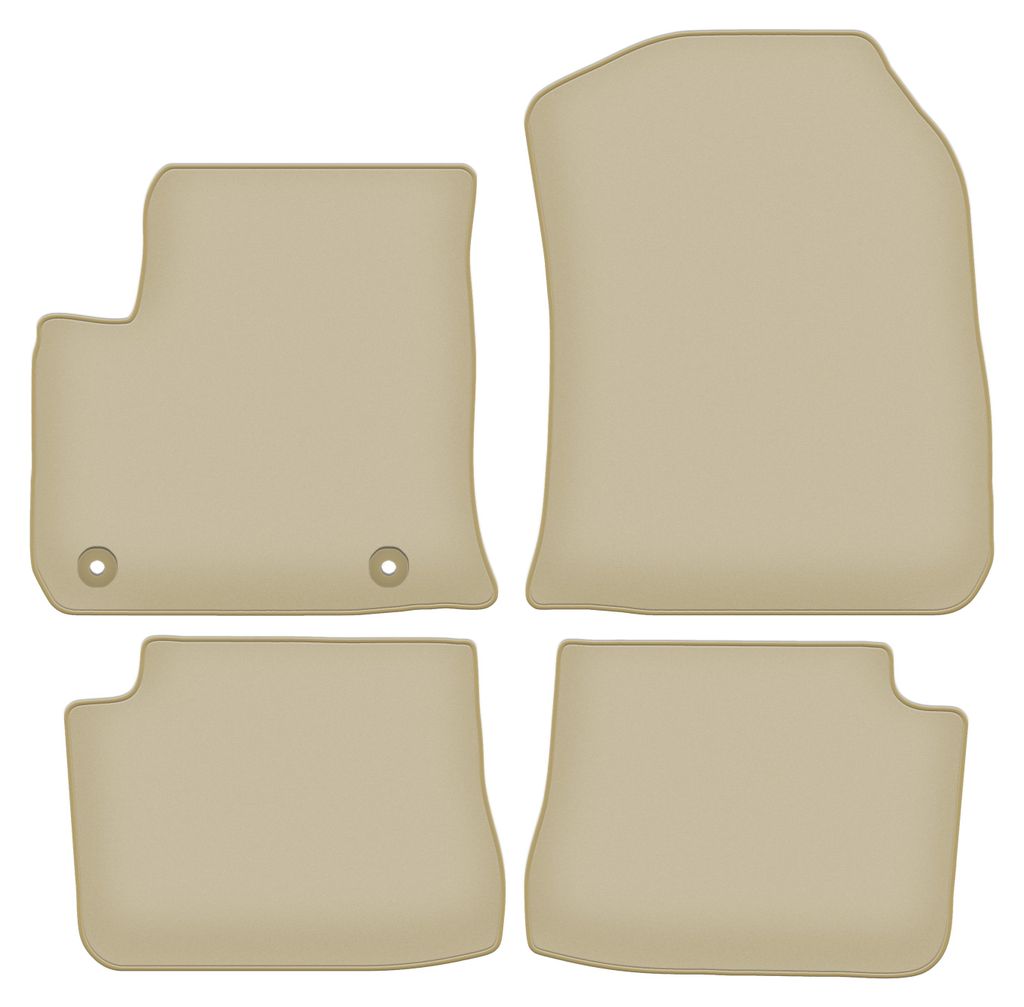 Velours-Fußmatten PREMIUM beige passend für Peugeot 2008 II Elektro (2019-, Crossover) – mit Befestigungen – passgenau