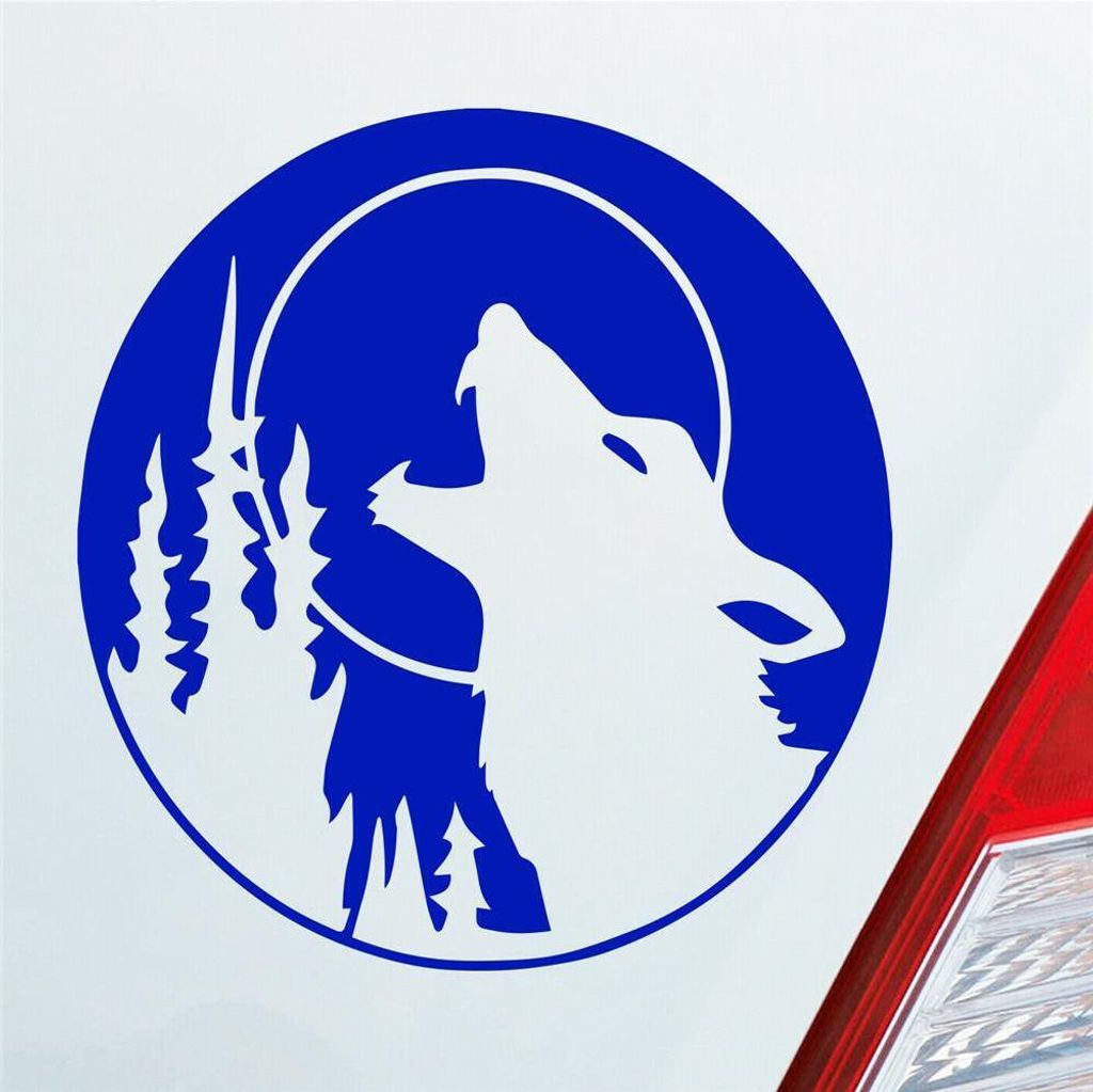 Auto Aufkleber Wolf Heulen Tuning Tier Animal Werfolf 10x10 cm Dunkelblau Sticker Heckscheibenaufkleber