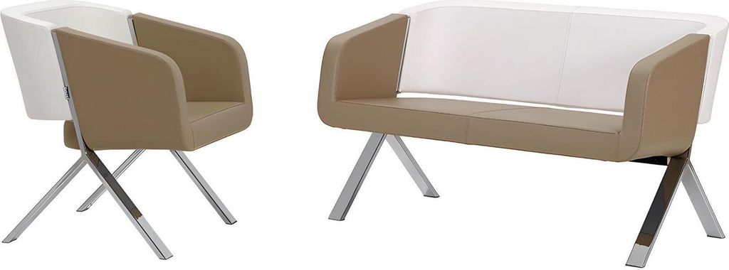 Sofas Design Textil Modern Sofa 2 Sitzer Beige Hochwertig Sessel Polster