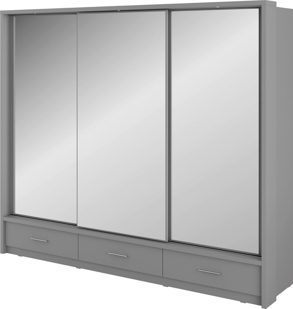 Furniture24 ARTI moebel24_pl Schwebetürenschrank Kleiderschrank Schiebetürenschrank AR-01 ARTI Garderobenschrank mit Spiegel 3 Schubladen 3 Spieg...