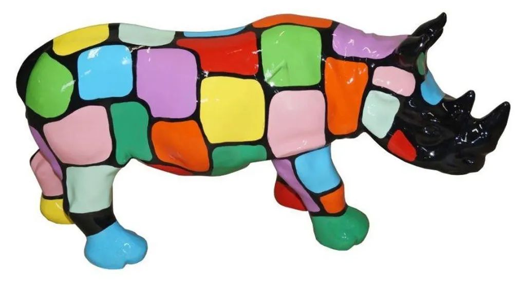 Figurine Rhinocéros Géométrique Blanche - Déco Abstraite Minimaliste