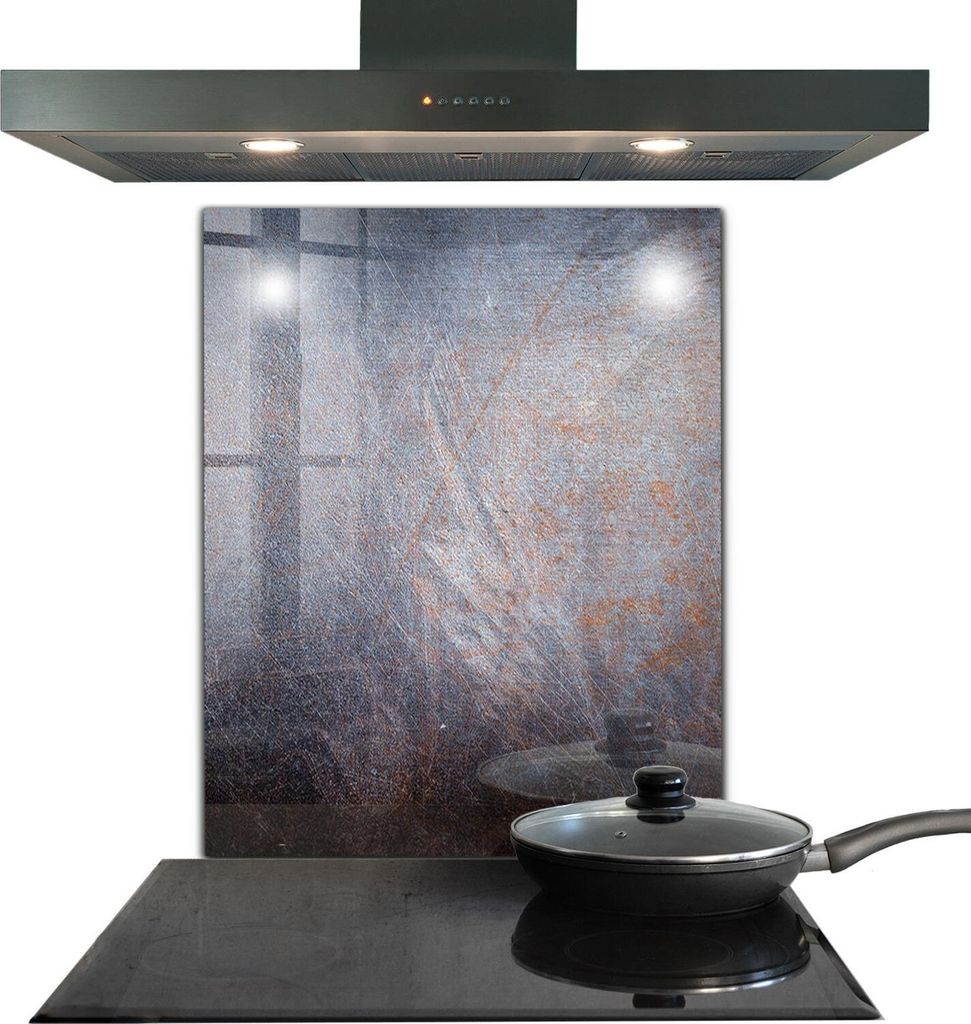 Spritzschutz aus Glas Küchenrückwand - Wandschutz für Herd und Spüle - 60x80 cm - Vintage Metall Textur