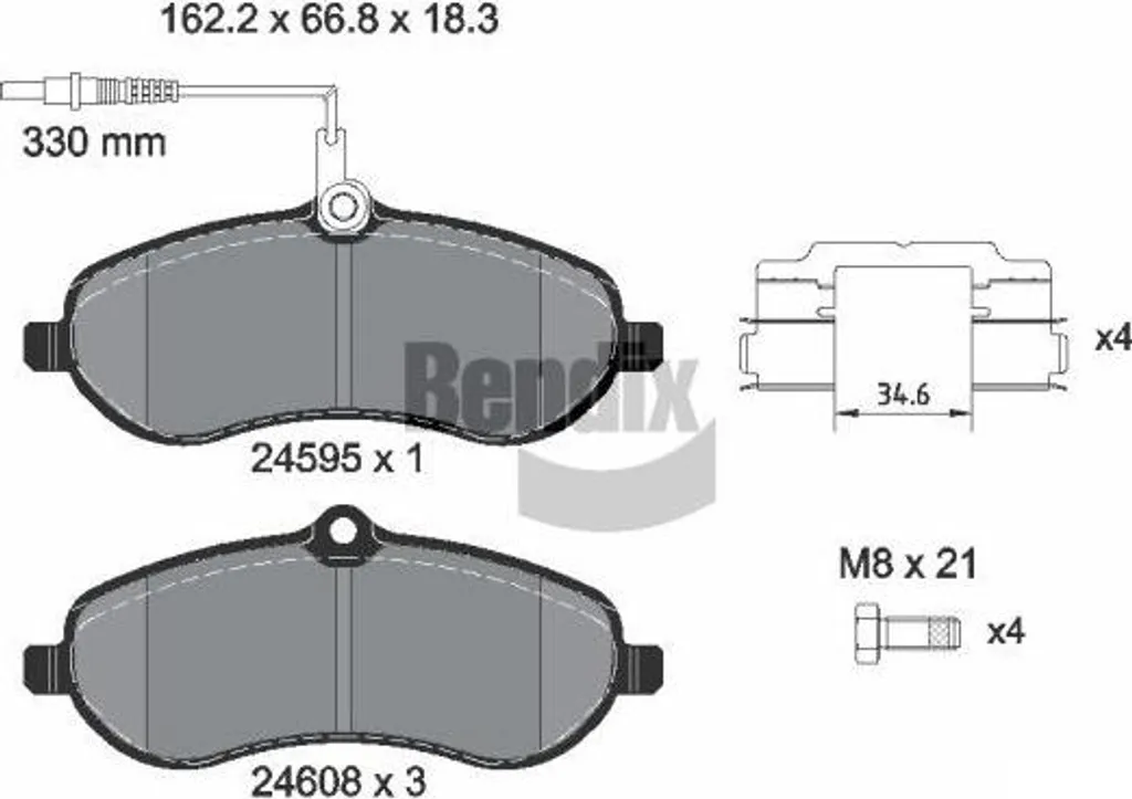 Plaquettes de Frein à Disque pour Jumpy et Expert - Bendix BPD1068