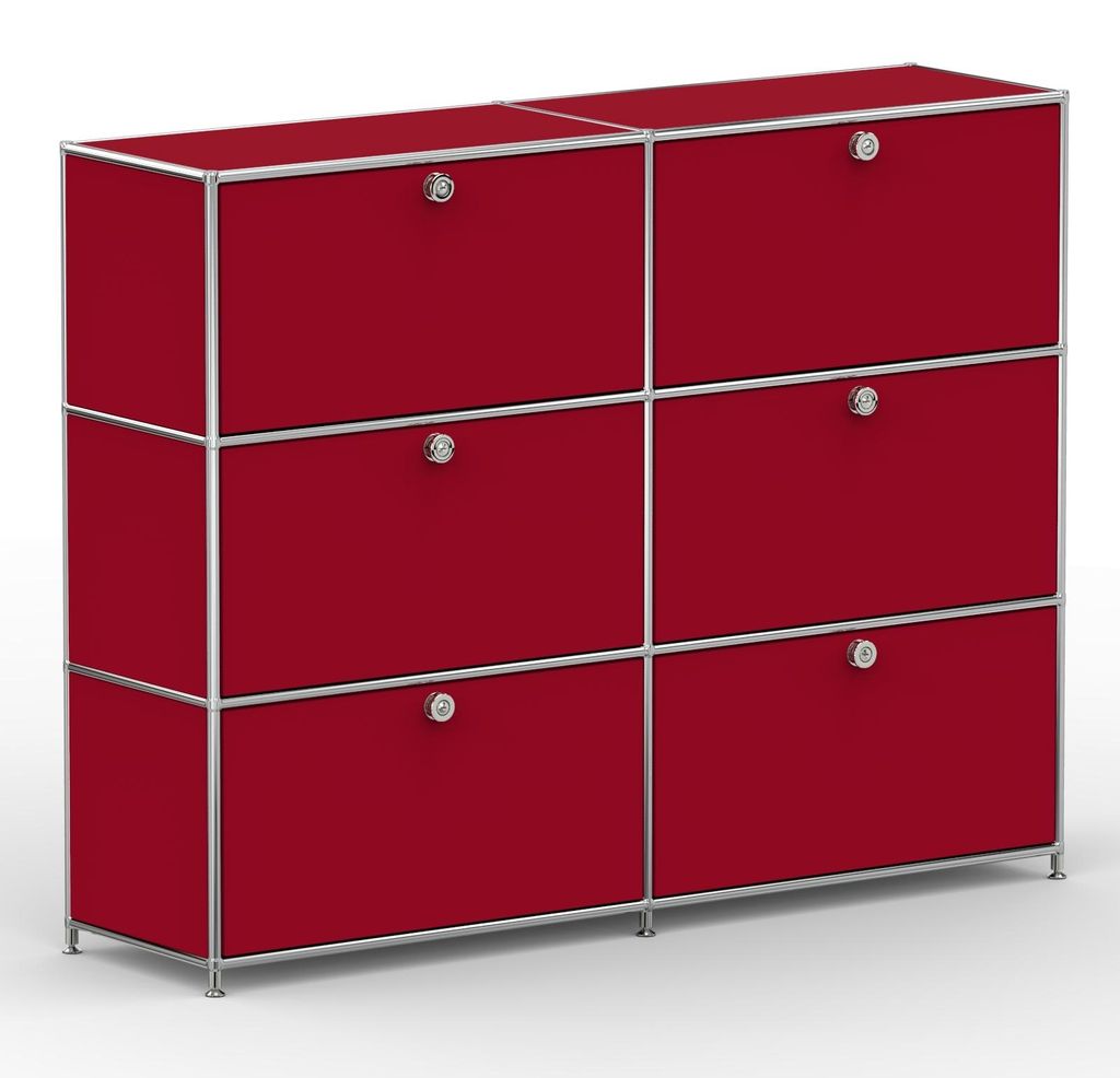 Hochschrank, 6 Klappen, Schloss, Breite 152 cm, Rubinrot