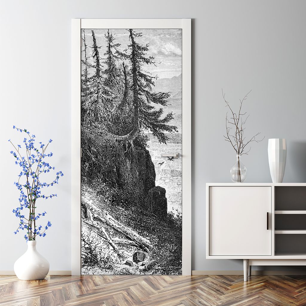 Dekorative Türtapete Türposter selbstklebend Klebefolie Türaufkleber Berglandschaft 85 x 200 cm