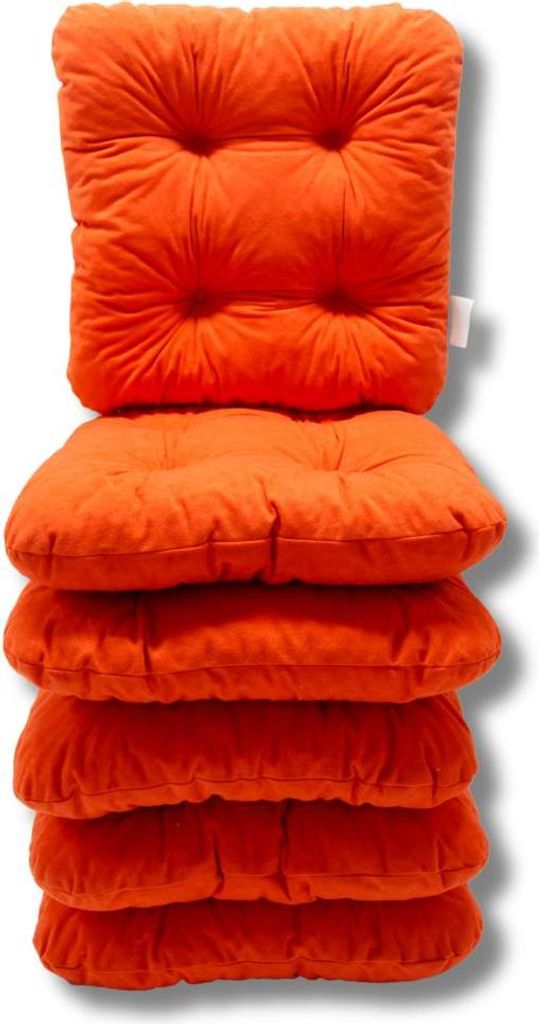 6er-Set Gepolsterte Stuhlkissen Orange 38x38x8 cm - 1333 dekorative Sitzkissen