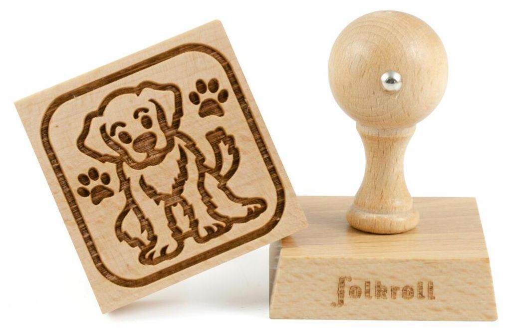 Folkroll, tampon en bois pour biscuits en forme de chiot, Image du produit 