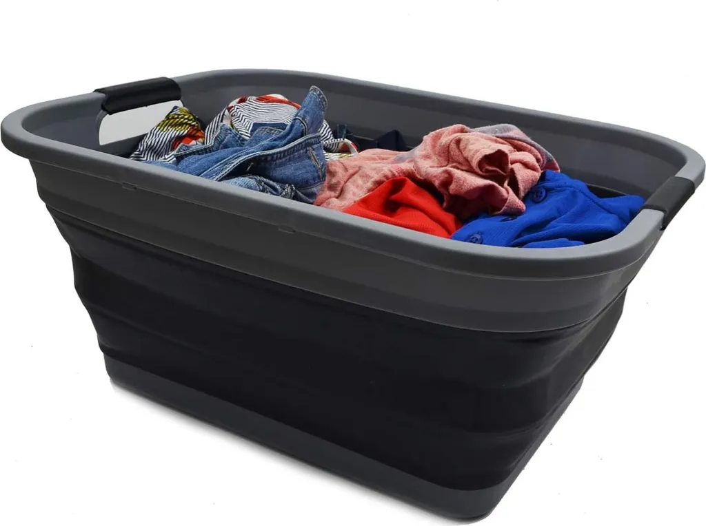 Corbeille à linge rétractable 41 litres - Bac à linge gain de place