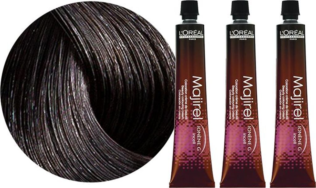 L'oréal Professionnel | Haarfarbe Majirel 4.0 - 3x50ml - Tiefbraun - 100% Grauabdeckung - Pflegende Formel