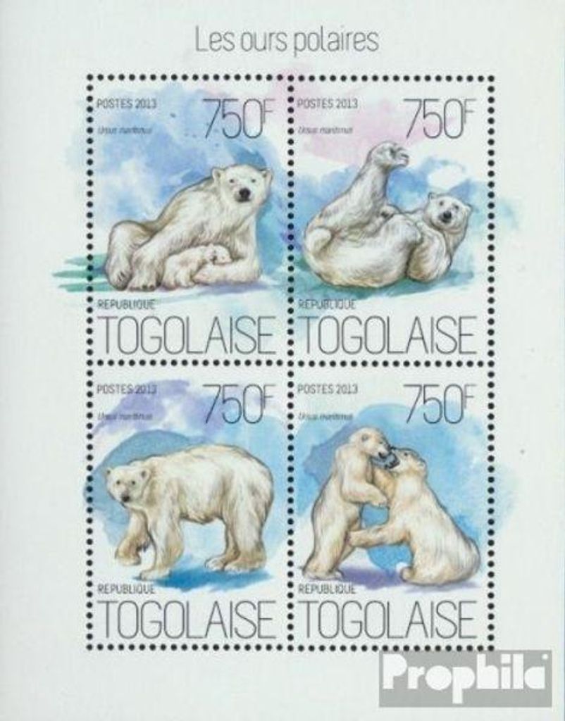 Briefmarken Togo 2013 Mi 5426-5429 Kleinbogen (kompl. Produktbild 