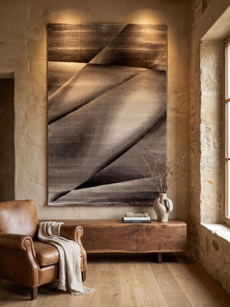 Kurzflorteppich Abstrakt Pflegeleicht Waschbar Strapazierfähig | Braun 200x290 cm Wohnzimmer Fußbodenheizung geeignet | ASPEN – Kadima Design