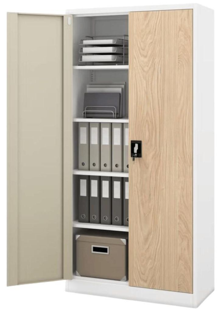 Aktenschrank abschließbar JAN 5 Ebenen verstellbar Flügeltüren | Metallschrank Werkstatt Mehrzweckschrank Büroschrank aus Stahl Werkzeugschrank...