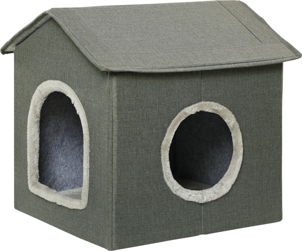 PawHut Katzenhöhle, Katzenhaus, Katzenhütte mit Zwei Türen, Produktbild