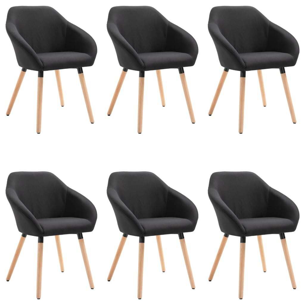 Esszimmerstühle 6 Stk. Schwarz Stoff