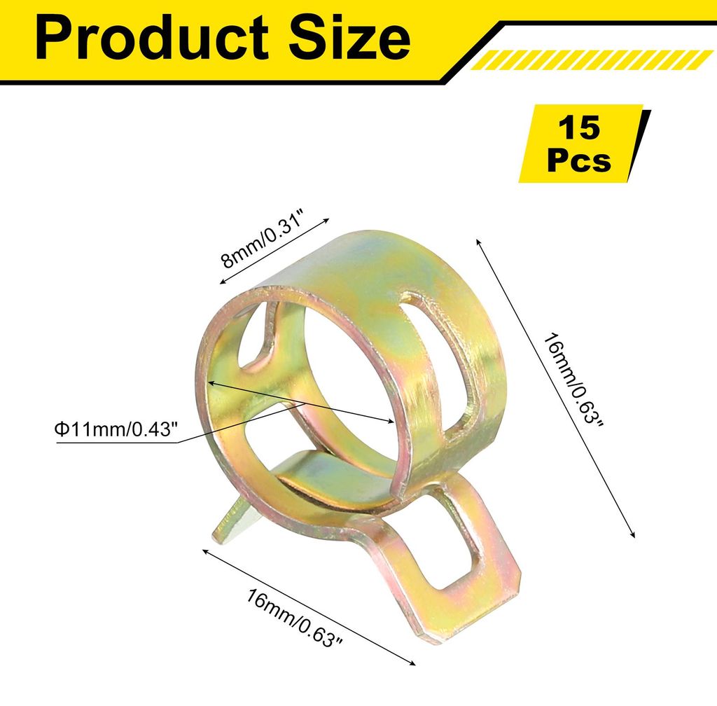 15 Stk. Schlauchschellen, 11mm ID Benzinschlauch Schellen, Kraftstoffleitung Rohrschellen, Wasserleitung Luftschlauch Schlauchschelle Fastener, Far...