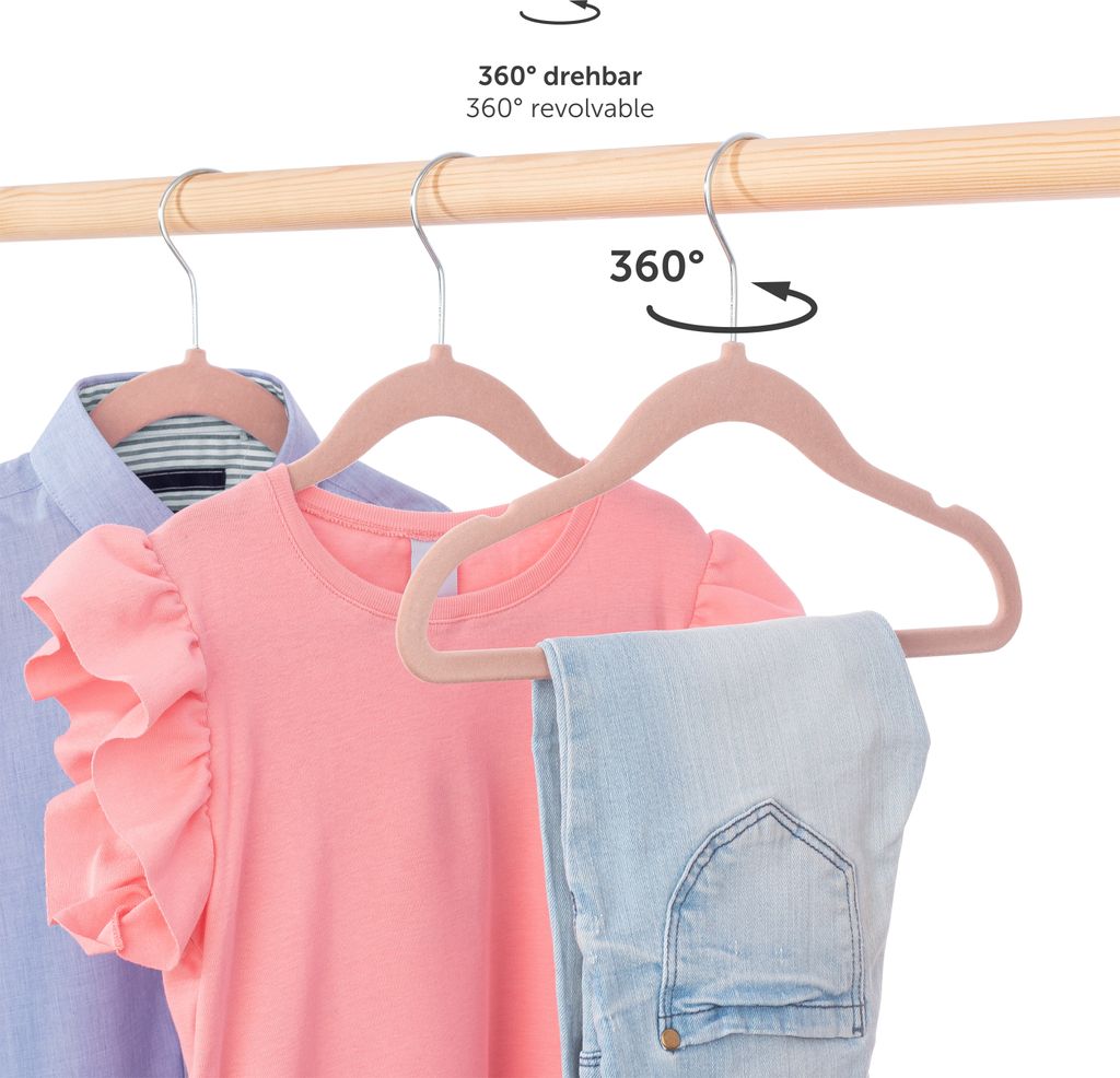 Blumtal 50er-Set Kleiderbügel für Kinder mit Samtbezug - Produktbild 3