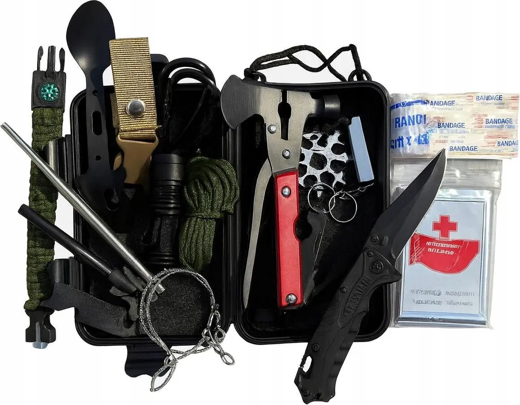 Kit de Survie Complet en Boîte avec Multitool Lampe et Couteau Pliant