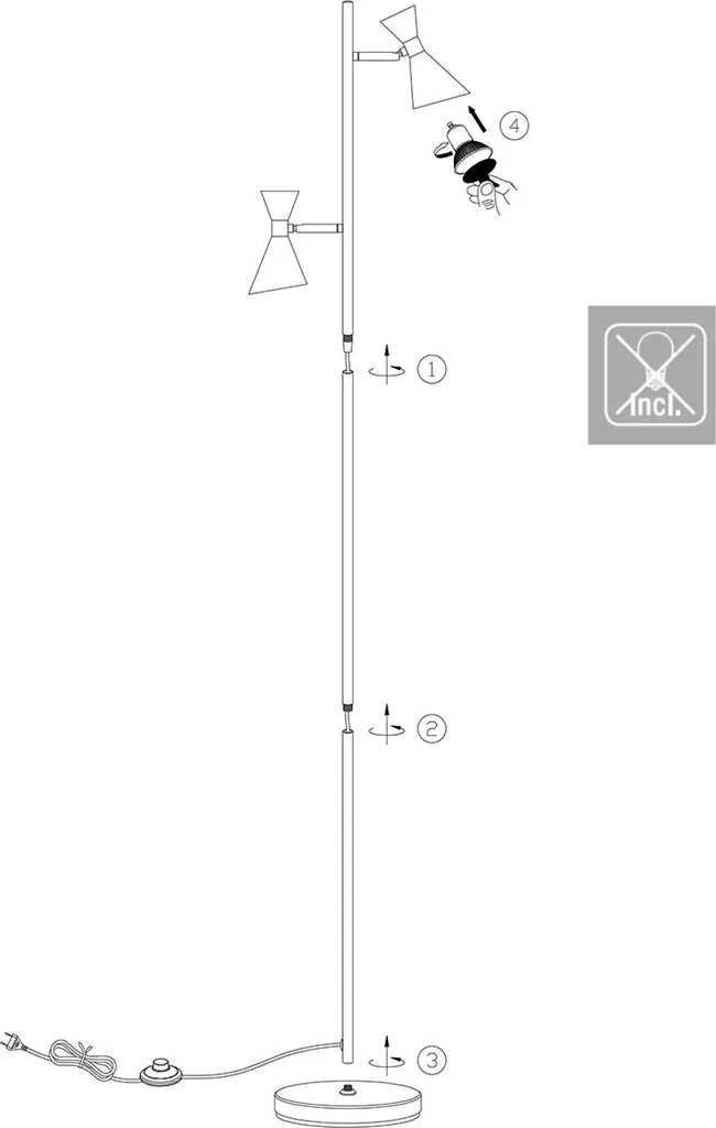 Piantana Moderna Anne Lighting Preto 4112ZW - Design Nero Metallo - 8