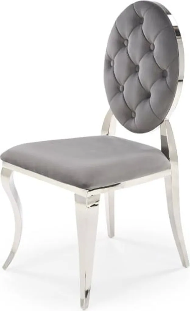 Chaise Design K555 en Tissu Gris Cendré et Pieds Métalliques Argentés