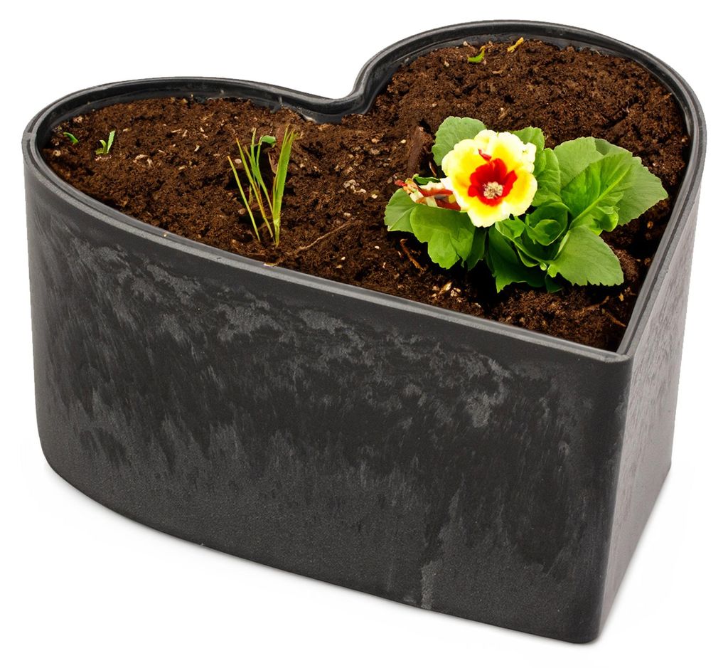 Herz Pflanzschale Vintage schwarz 15 x 15 cm Grabschmuck Produktbild 