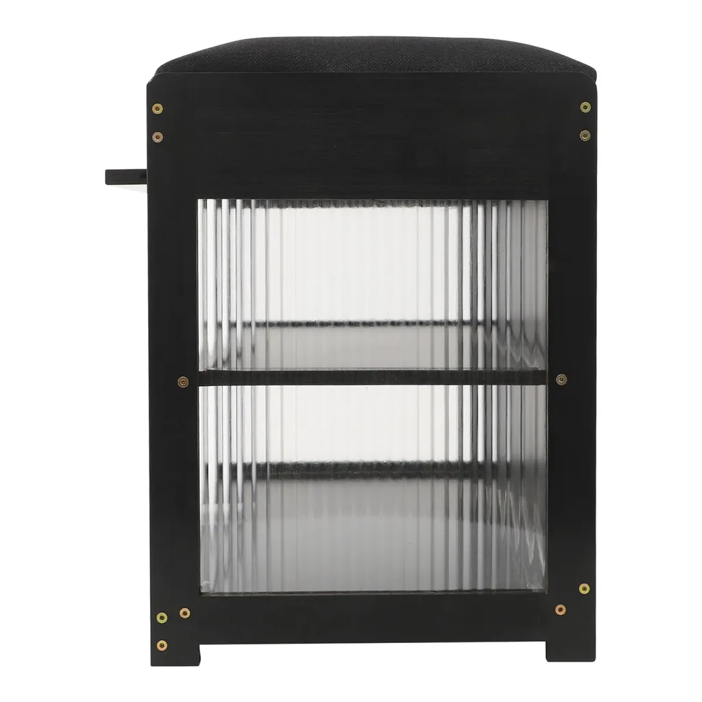 Banc à chaussures noir 2 étages avec coussin confortable - Dim 80cm - 5