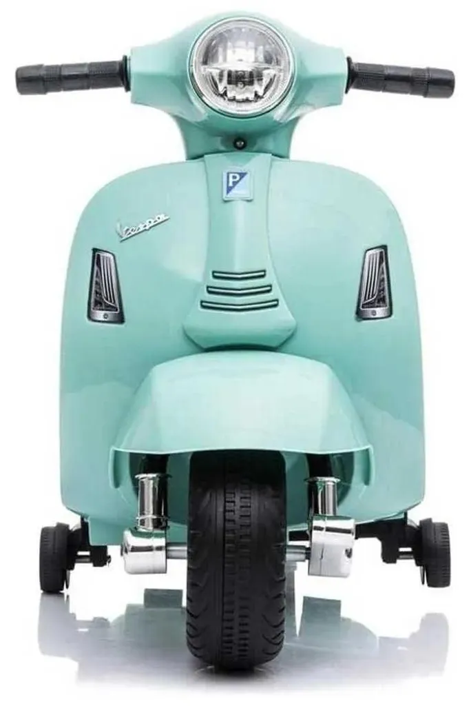 Scooter électrique enfant Vespa 6V vert - Jouet porteur motorisé chic