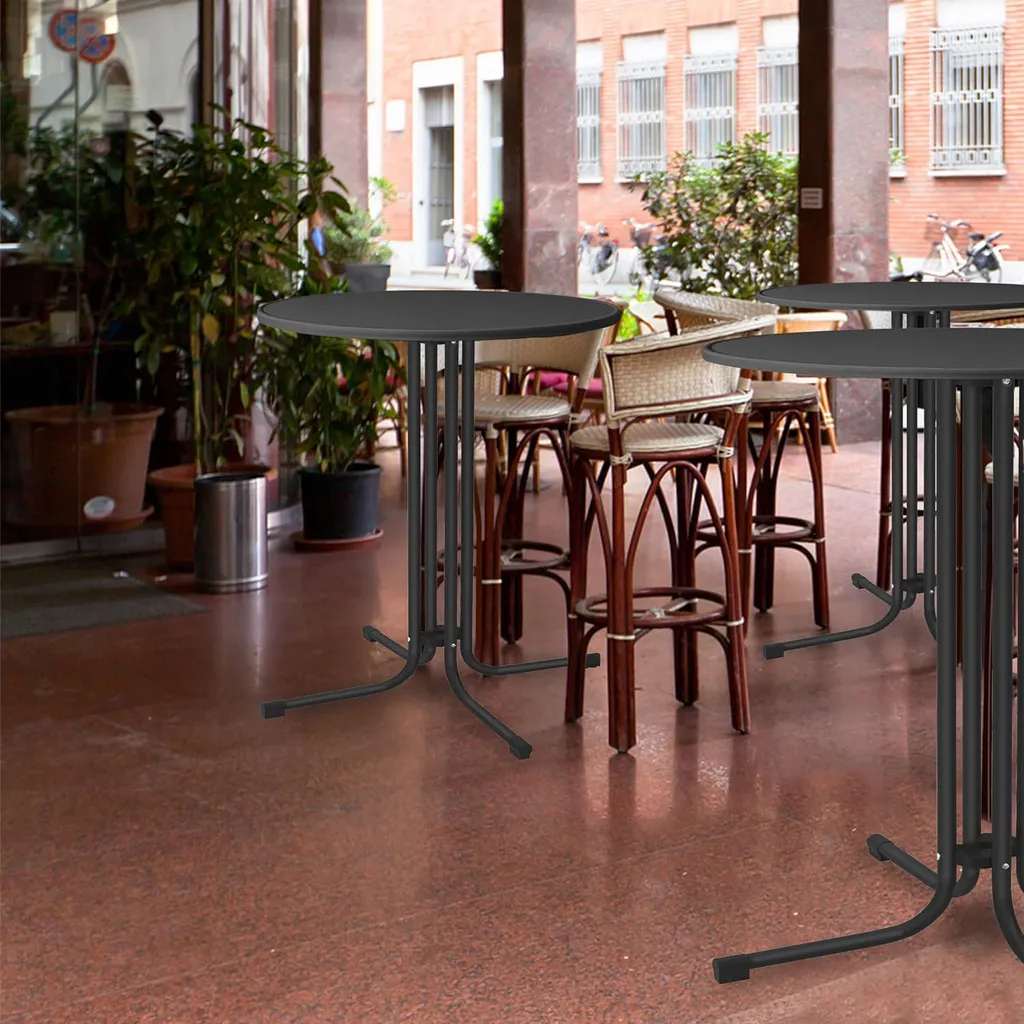 ACXIN Table haute pliante Ø 79 cm noire, mange-debout stable de 110 cm - 9