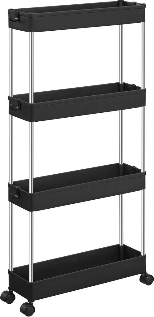 Skříň na kolečkách 4 police 40 x 13,5 x 88 cm černá Obrázek produktu 