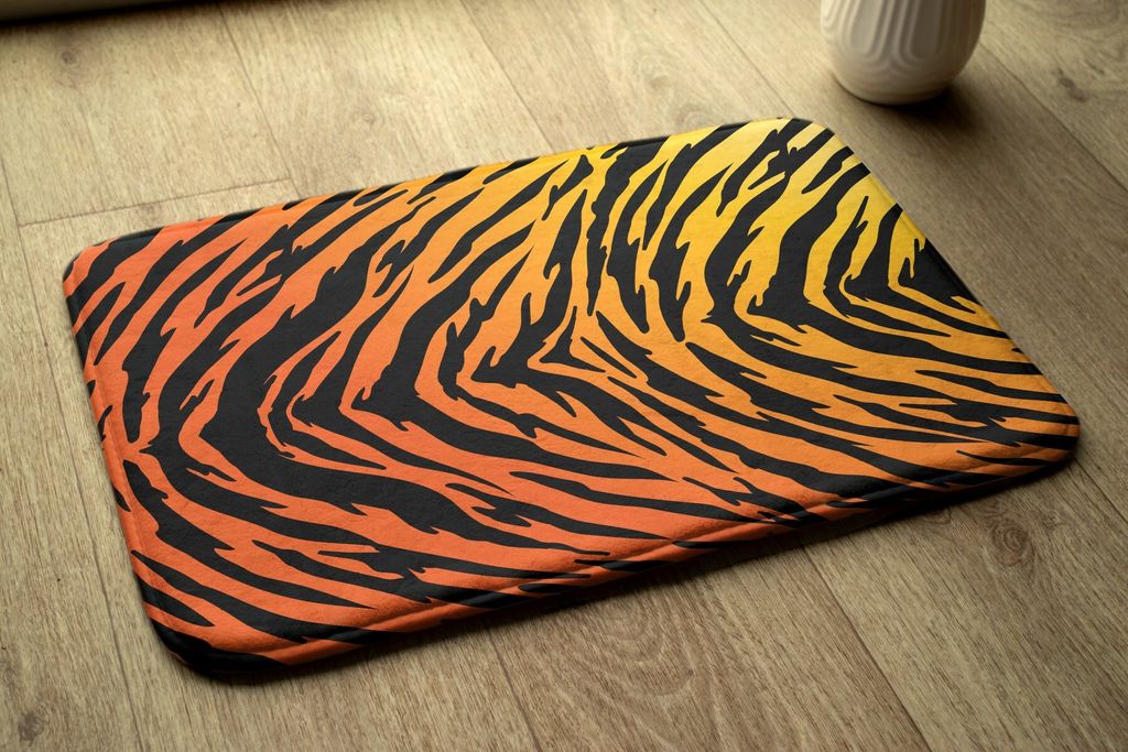Badteppich Saugfähige - Badezimmer Teppich - Rutschfester Badvorleger Badematte - 75x45 cm - Tiger-Streifen