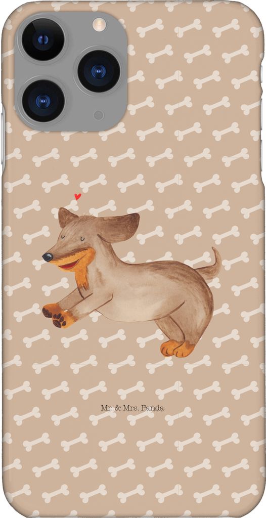 Mr. & Mrs. Panda Iphone 11 Pro Handyhülle Hund Dackel - Hundeglück - Geschenk, Premium Kunststoff, Handy Case, Hunde, Braun, Sprüche