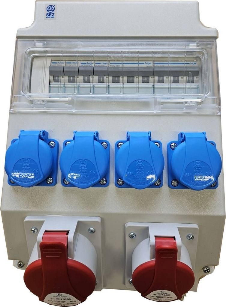Wandverteiler Stromverteiler CEE 32A 16A 4x 230V mit HAGER Sicherungen LS / ROS11/x-21/S 97H-1