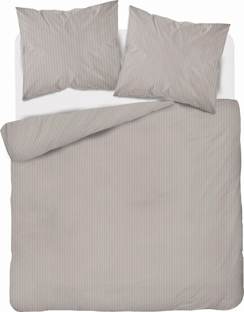 Satin Bettwäsche 160x200 Glatt mit Premium Streifen Beige Produktbild 