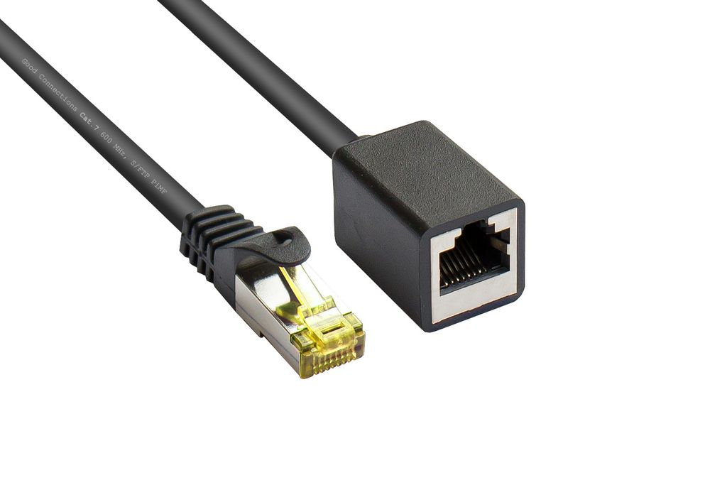 RJ45 Patchkabelverlängerung Cat. 7, schwarz, 5m, geschirmt